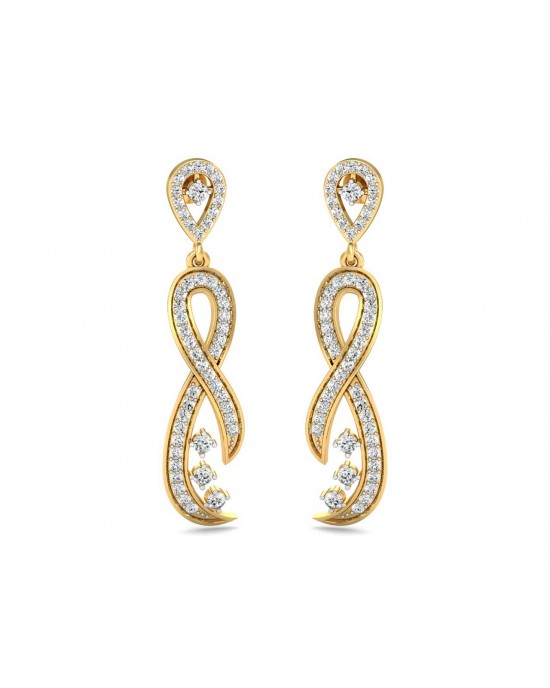 Fraya Long Diamond Danglers in Gold