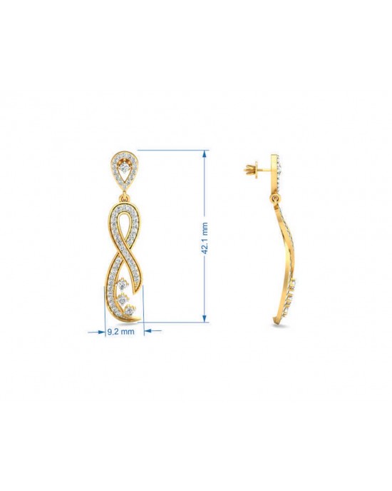 Fraya Long Diamond Danglers in Gold