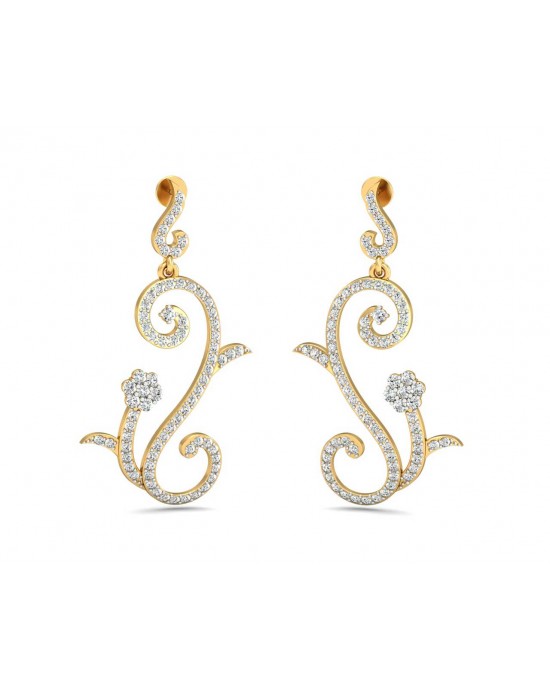 Fleur Long Brilliant Diamond Earrings