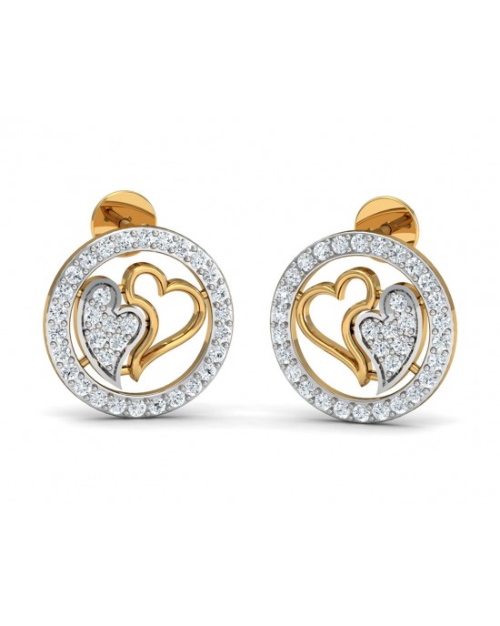 Samra Diamond Heart Earrings in Gold