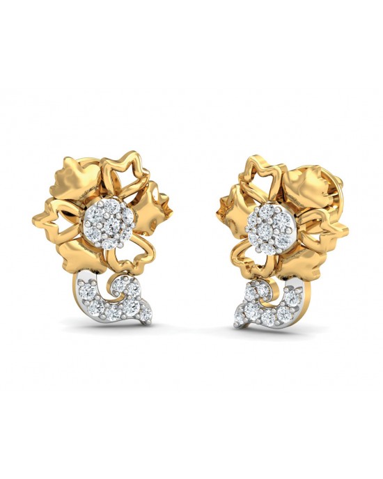 Flora Diamond Earrings in 14k Gold