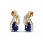 Sary Blue Sapphire & Diamond Earrings In Gold