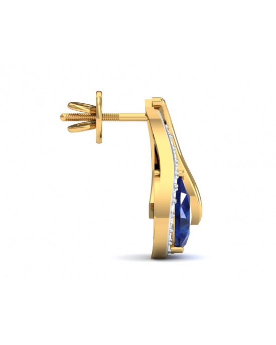 Sary Blue Sapphire & Diamond Earrings In Gold