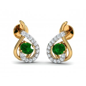 Sely Emerald & diamond earrings in hallmarked gold