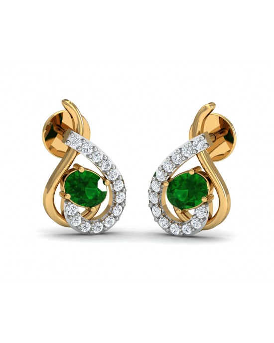 Sely Emerald & diamond earrings in hallmarked gold