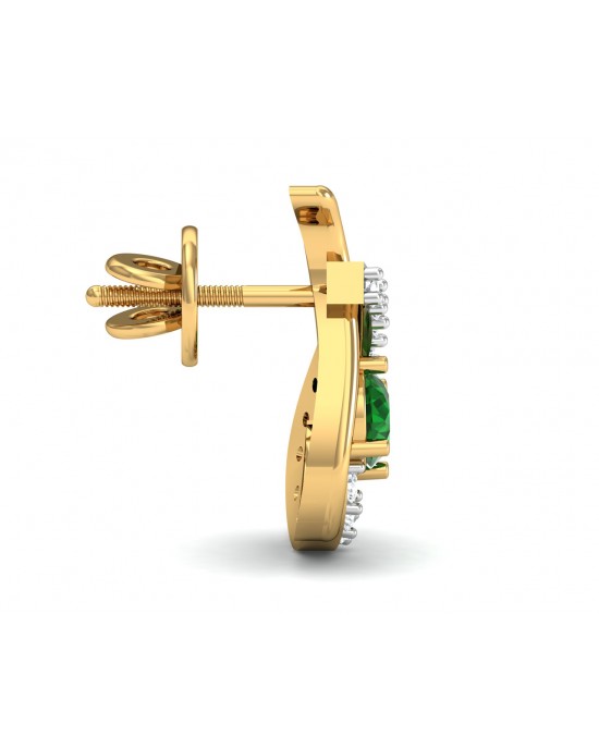 Sely Emerald & diamond earrings in hallmarked gold