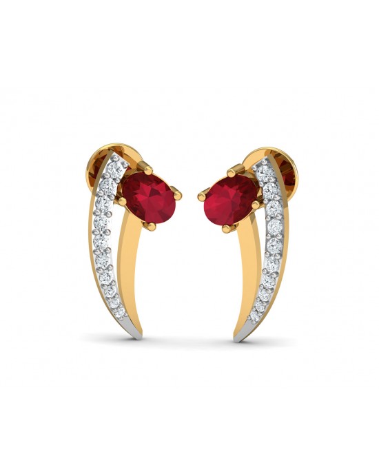 Tory Ruby & Diamond Earring in Gold