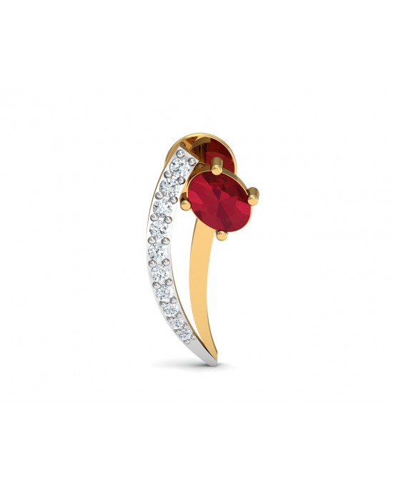 Tory Ruby & Diamond Earring in Gold