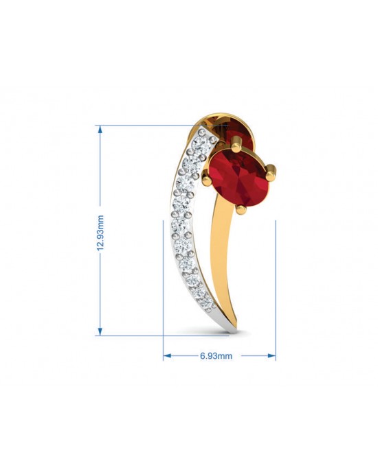 Tory Ruby & Diamond Earring in Gold