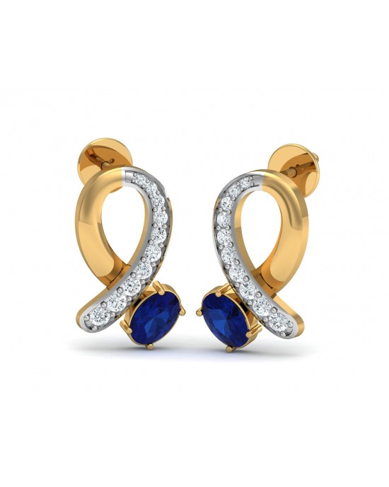 Rami Blue Sapphire & Diamond earrings in Gold