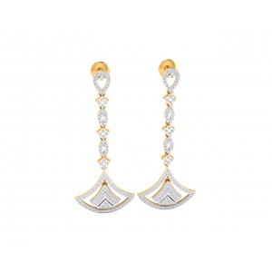 Rosa Long diamond dangle earrings in gold