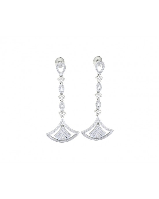Rosa Long diamond dangle earrings in gold