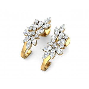 Rhia Diamond Earrings in 14k gold studded with 44 round brilliant cut diamonds