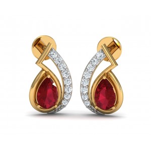 Wila Ruby & diamond earrings in 14k gold