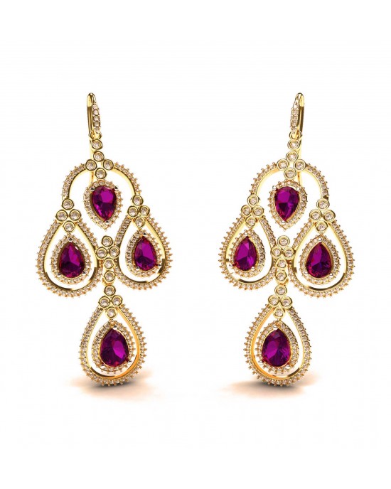 Amethyst & Diamond contemporary Danglers