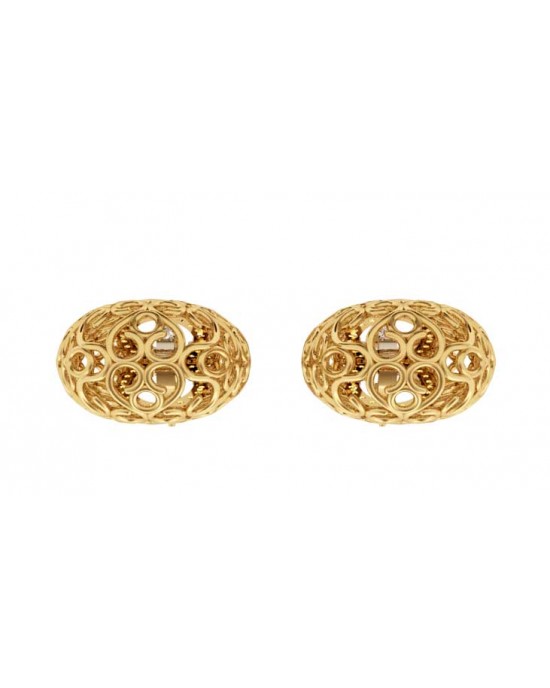 Alluring, Fancy gold filigree earrings with diamonds in gold basket design