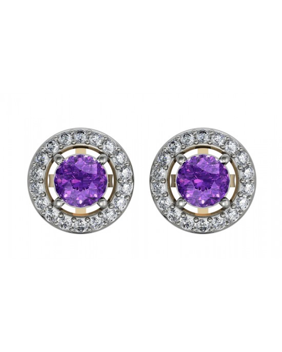 Amethyst & Diamond Cluster Earring