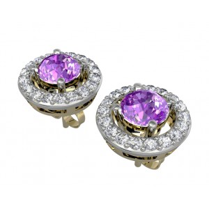 Amethyst & Diamond Cluster Earring