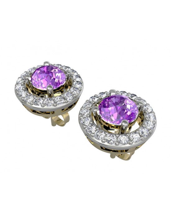 Amethyst & Diamond Cluster Earring