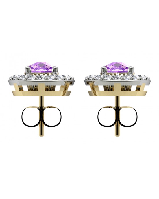 Amethyst & Diamond Cluster Earring