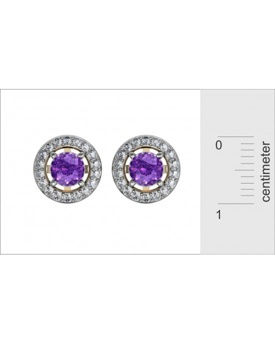 Amethyst & Diamond Cluster Earring