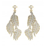 Leaf Earring with Diamonds