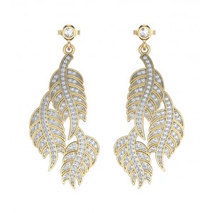 Leaf Earring with Diamonds