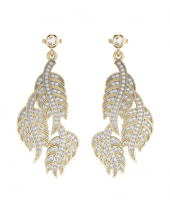 Leaf Earring with Diamonds