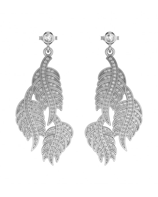 Leaf Earring with Diamonds