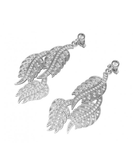 Leaf Earring with Diamonds