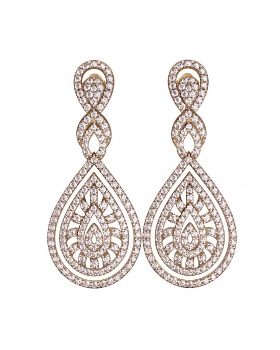 Long Diamond Wedding Earrings