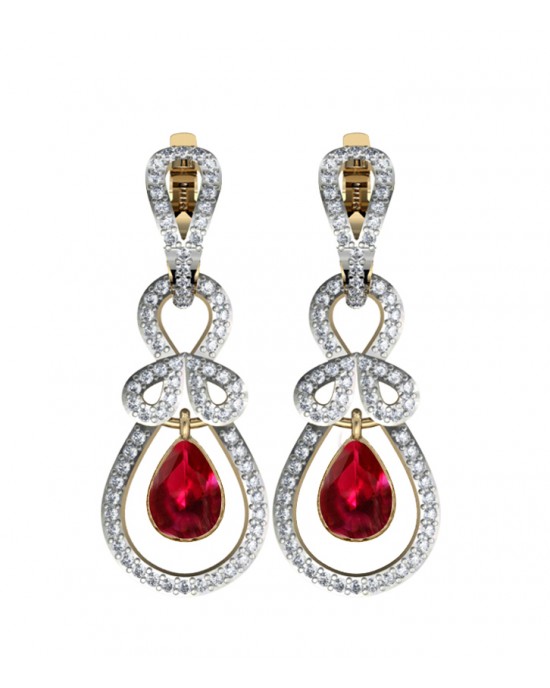 Modish Ruby & Diamond Earrings