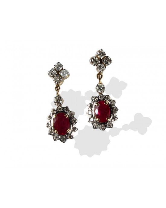 Ruby & Diamond Earring in 14k