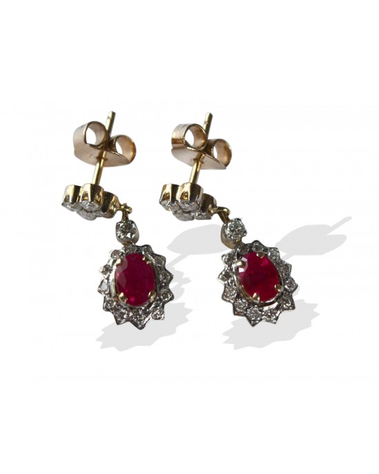 Ruby & Diamond Earring in 14k