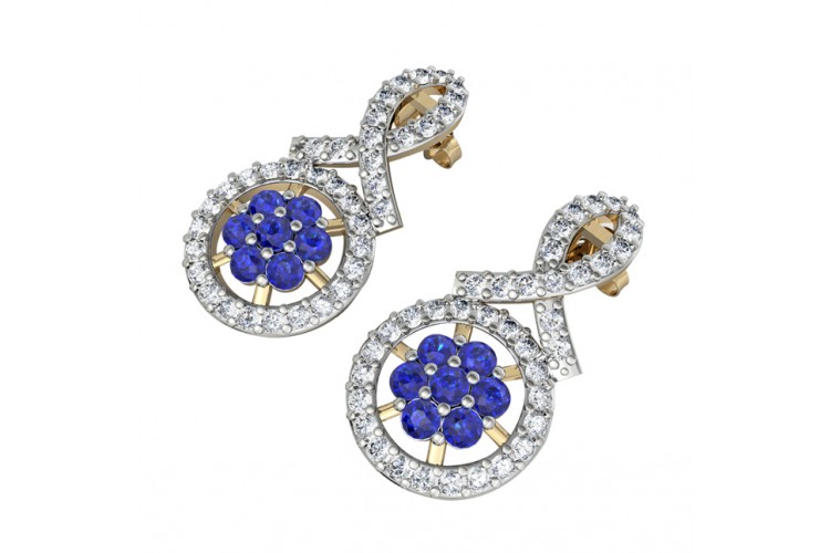 Buy Sapphire & diamond ear studs Online in India at Best Price - Jewelslane