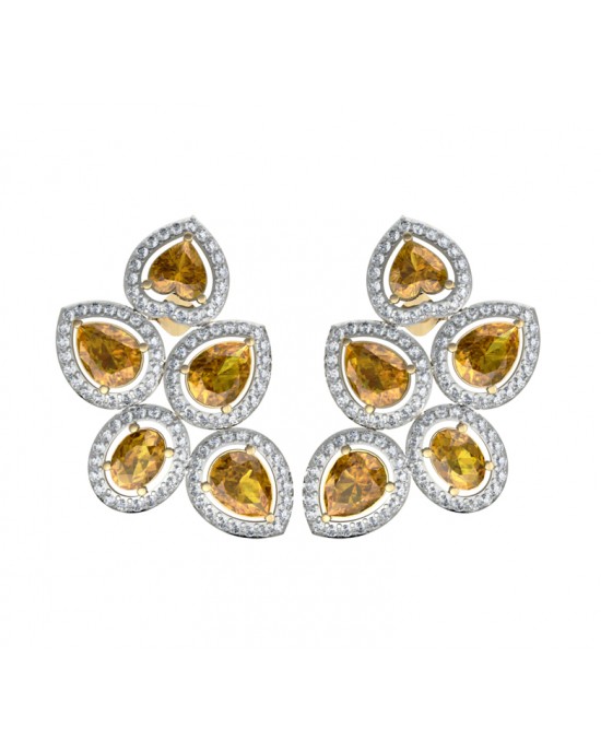 Yellow Sapphire & Diamond Earrings