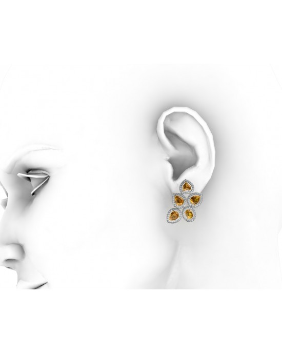 Yellow Sapphire & Diamond Earrings
