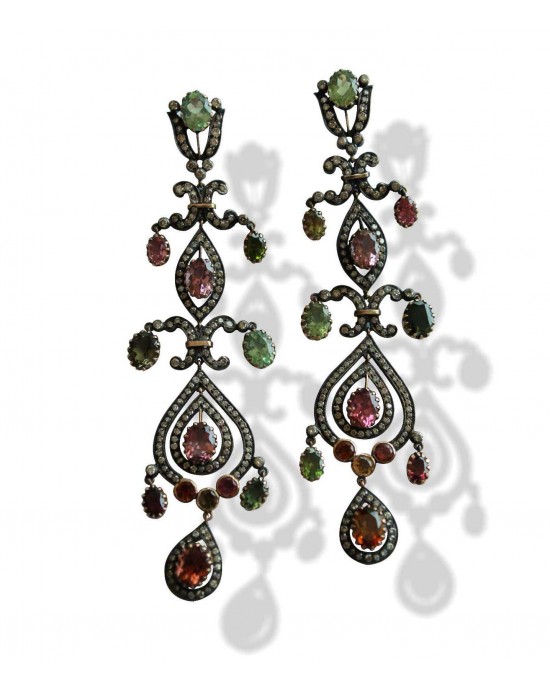 Chandelier Earrings with Tourmaline