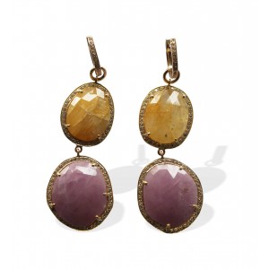 Yellow & Pink Sapphire & Diamond Earrings