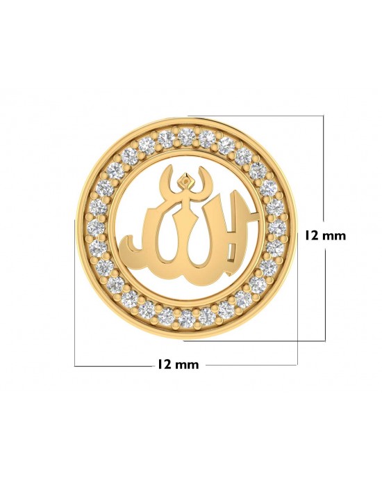 Allah 12mm charm in hallmarked Gold with round brilliant diamonds