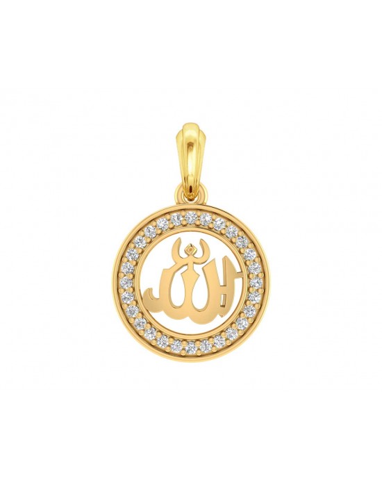 Allah 12mm charm in hallmarked Gold with round brilliant diamonds