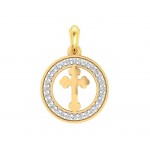 Cross 12mm charm in hallmarked Gold with round brilliant diamonds