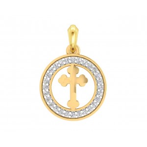 Cross 12mm charm in hallmarked Gold with round brilliant diamonds