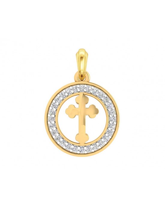 Cross 12mm charm in hallmarked Gold with round brilliant diamonds