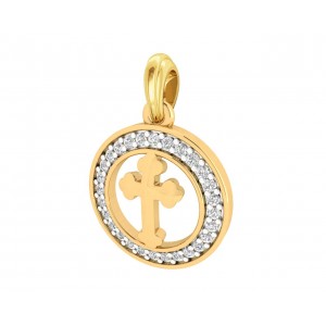 Cross 12mm charm in hallmarked Gold with round brilliant diamonds