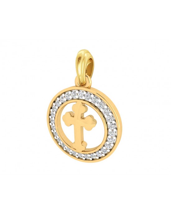 Cross 12mm charm in hallmarked Gold with round brilliant diamonds