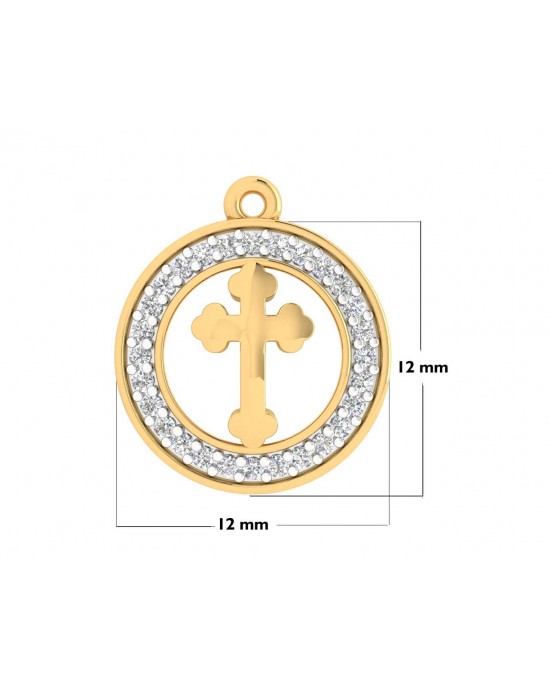 Cross 12mm charm in hallmarked Gold with round brilliant diamonds