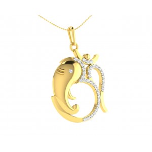 Om Ganesh in Gold & diamonds Pendant