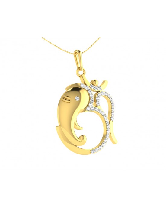 Om Ganesh in Gold & diamonds Pendant