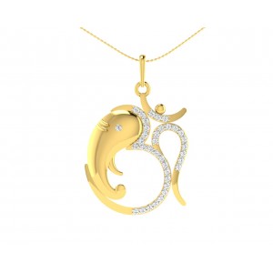 Om Ganesh in Gold & diamonds Pendant